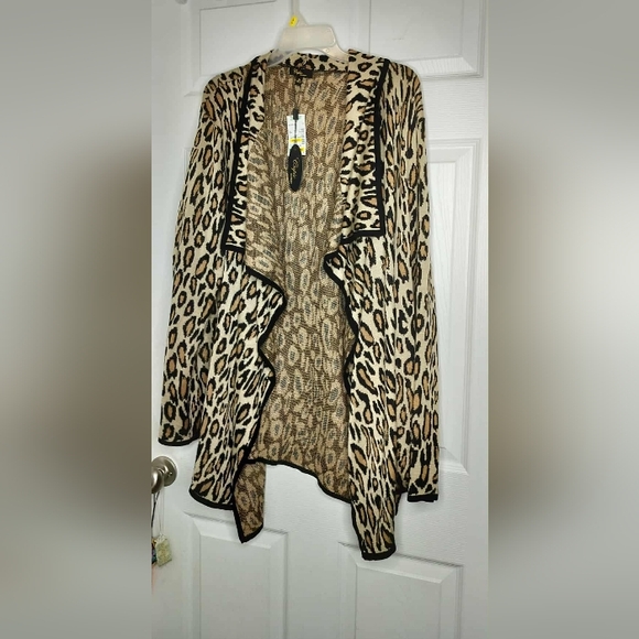 Leopard Print Open Front Cardigan - Picture 1 of 5